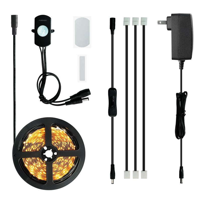 Sensky 19.7ft/6m Motion Activated LED Strip Light Kit Flexible LED Strip Motion Sensor for Bedroom, Gun Safe, Under Cabinet, Under Bed, Pantry, Kitchen, Stairway, Closet(Warm White,Upgraded Version) - Image 1